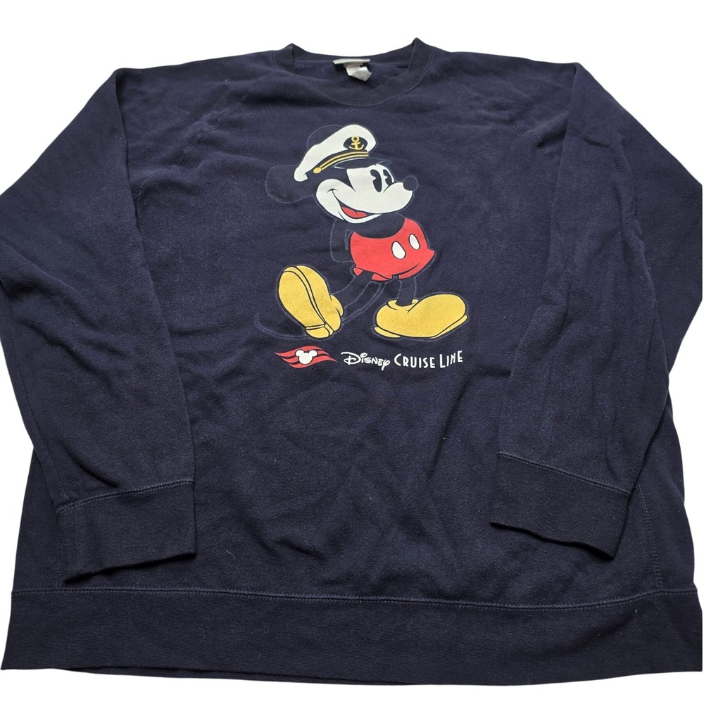 Disney Cruise Line Mickey Mouse Captain Navy Blue Sweatshirt 3XL RN99052